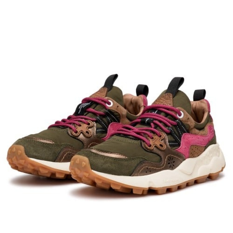 Adidasy Damskie Flower Mountain Yamano 3 Zielone Różowe Brązowe | FJX8487EY